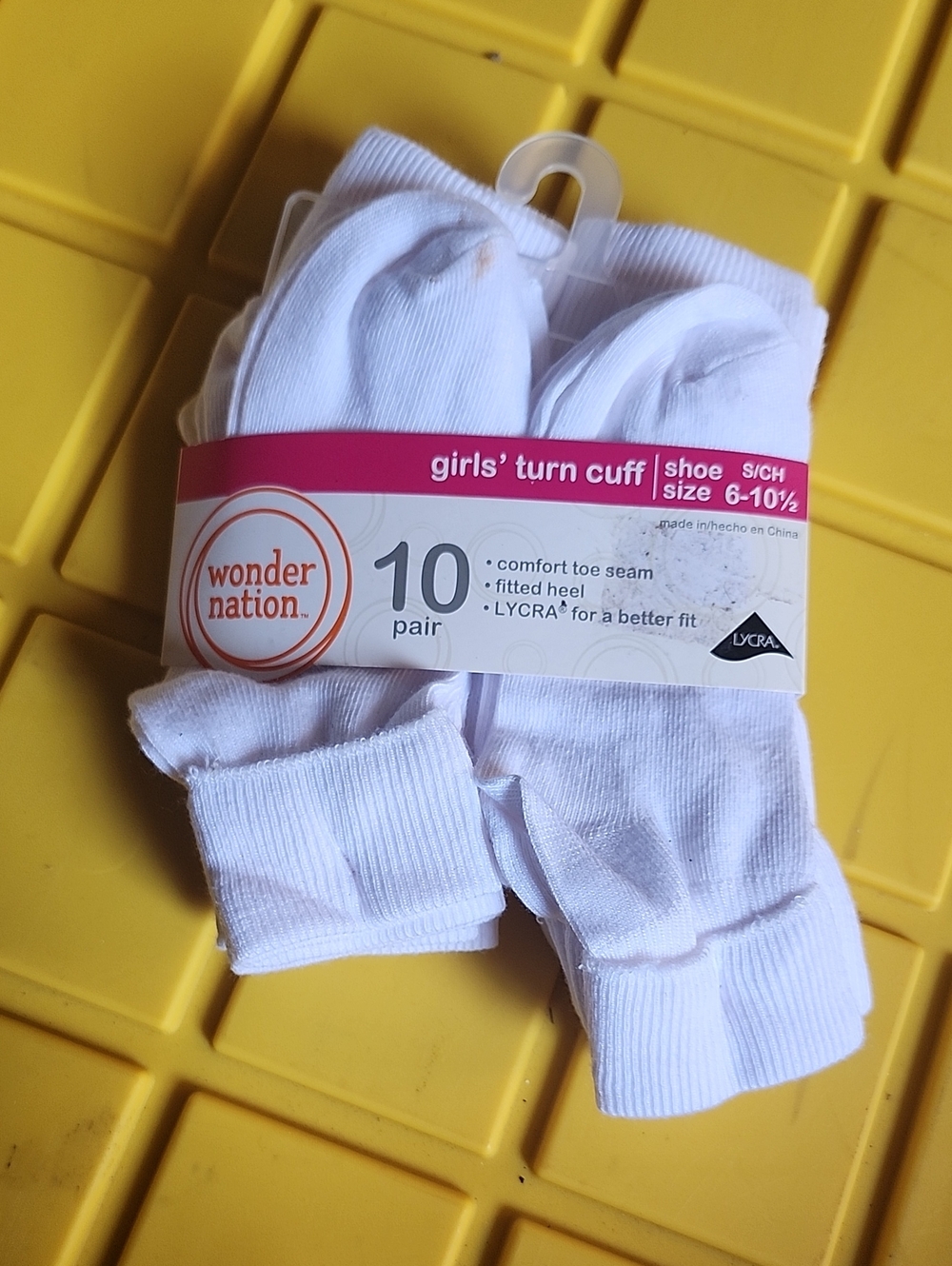 wonder nation White Girls' Turn Cuff Athletic Socks - 10 Pair